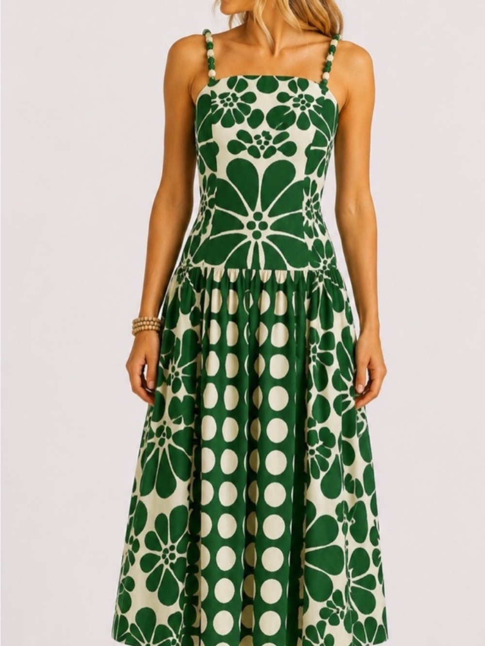 NWT Caroline Constas Green White Linen Blend Midi Dress S - Picture 2 of 15